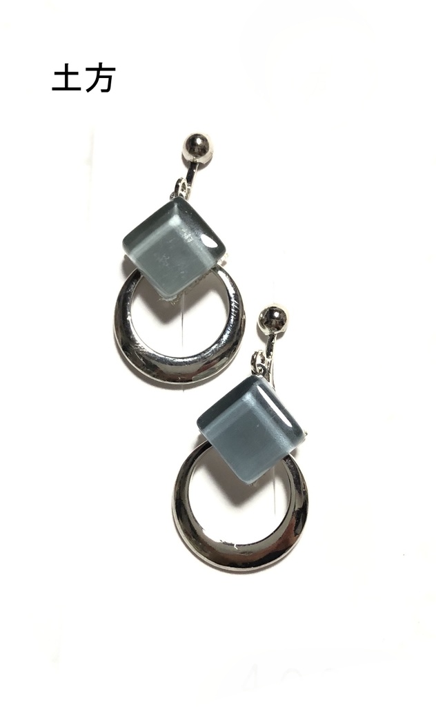 金カム ガラスタイルイヤリング