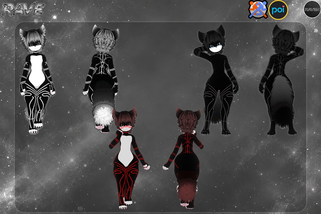 RAVE|オリジナル3Dモデル|VRChat対応|PC・Quest対応Furry Avatar+SPF