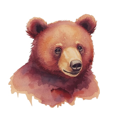 Reddish Purple Antique Watercolor Animal Clipart/赤紫アンティーク水彩動物クリップアート(全10種・背景透過PNG)