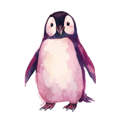 Reddish Purple Antique Watercolor Animal Clipart/赤紫アンティーク水彩動物クリップアート(全10種・背景透過PNG)