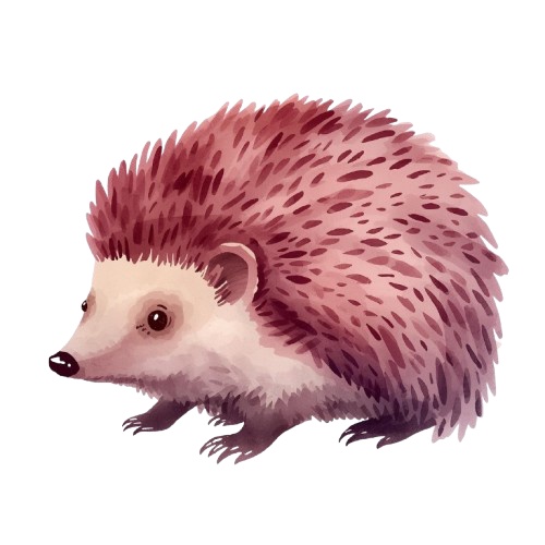 Reddish Purple Antique Watercolor Animal Clipart/赤紫アンティーク水彩動物クリップアート(全10種・背景透過PNG)