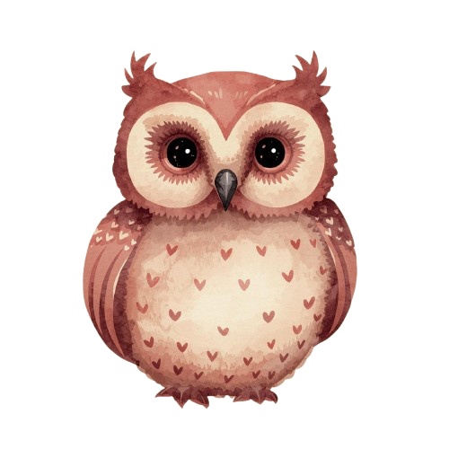 Reddish Purple Antique Watercolor Animal Clipart/赤紫アンティーク水彩動物クリップアート(全10種・背景透過PNG)