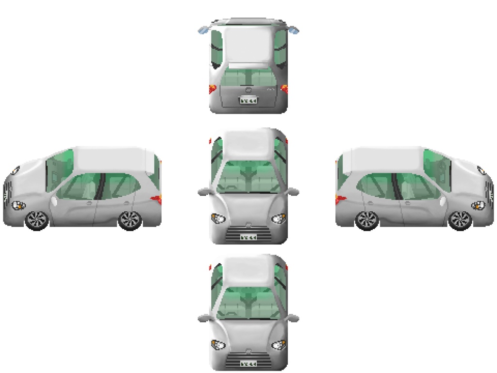 キャラが乗せられる車キャラチップ(4方向3パターン)