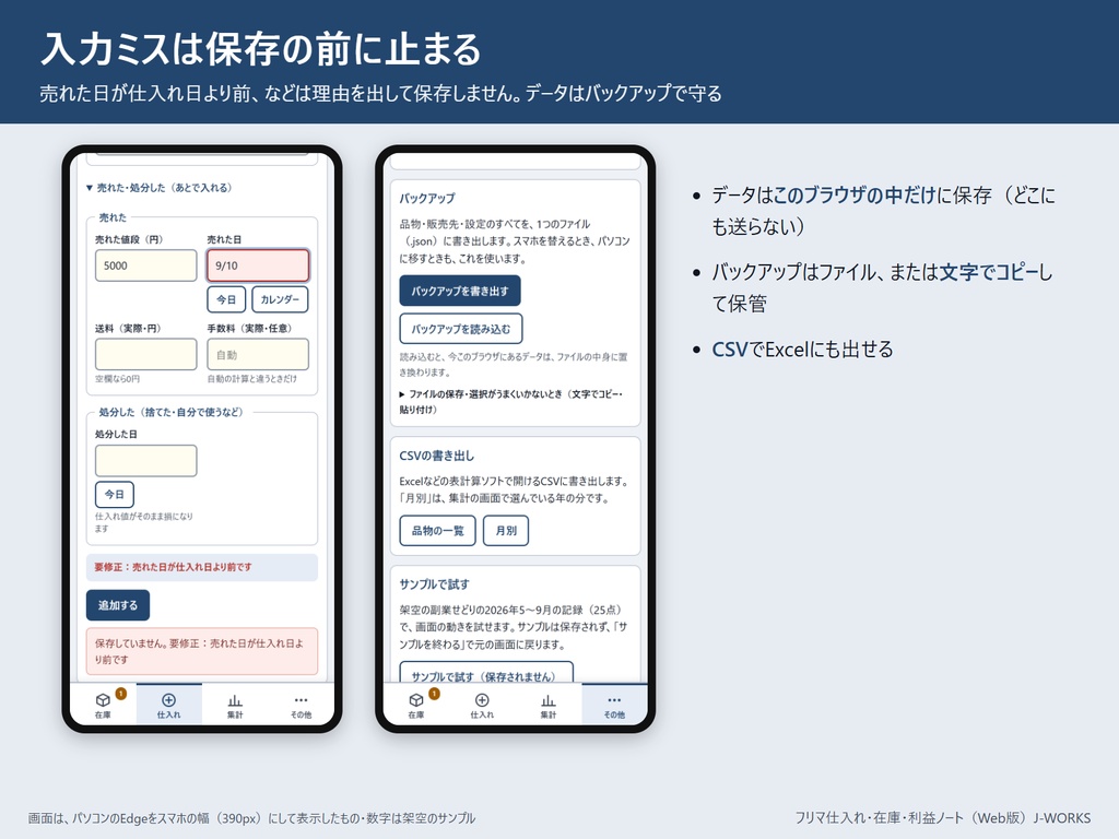 その値下げ、まだ利益が残る? フリマ仕入れ・在庫・利益ノート(Web版・ネット不要)