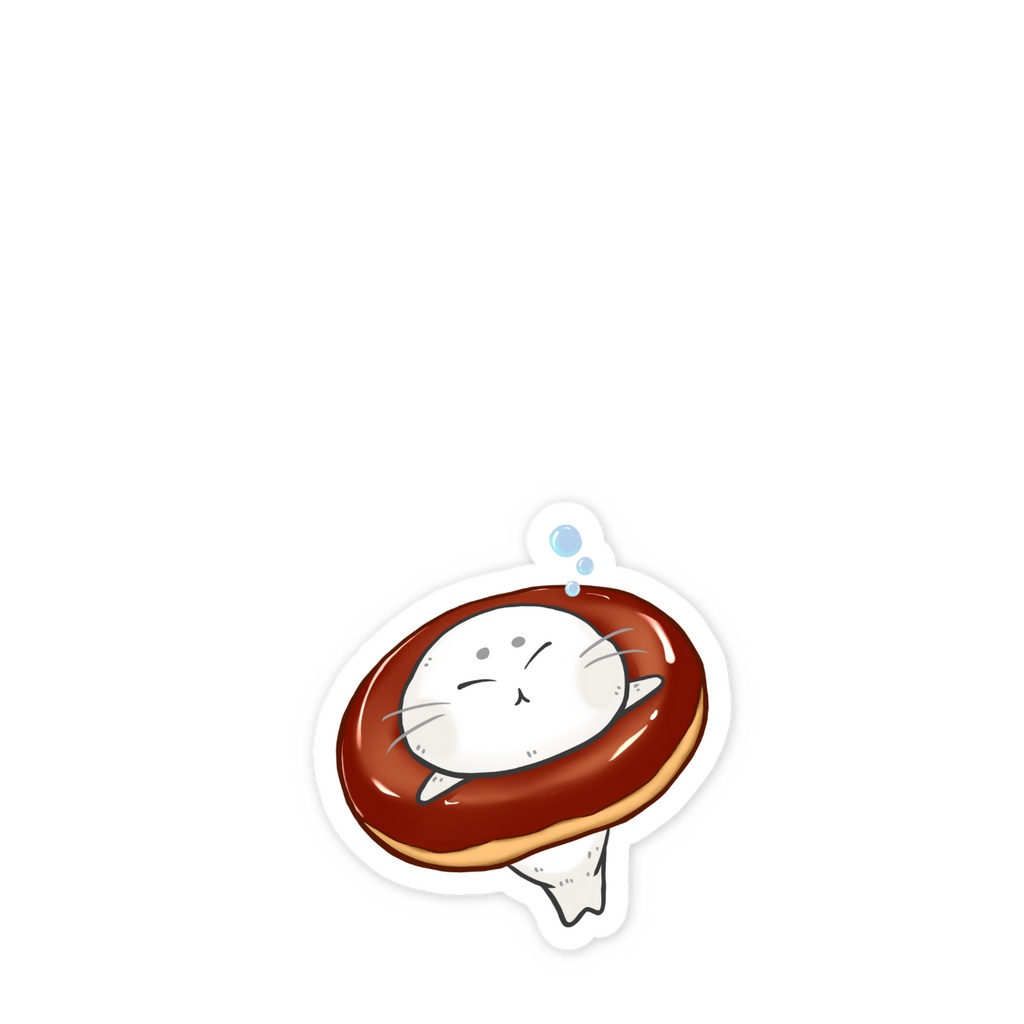 ドーナツにハマったアザラシの赤ちゃん🍩ステッカー