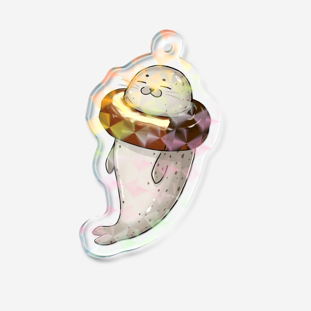 ドーナツにハマったアザラシ🍩ホログラムアクキー