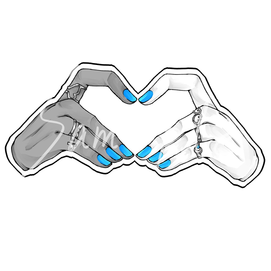 おててステッカー・あお