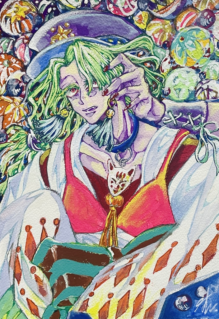 アナログ原画「奇特な男」塗装額付き