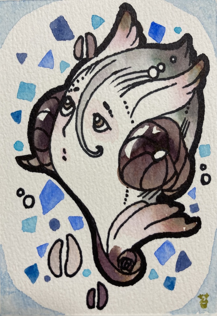 ATCサイズ原画 C 鹿骨、D 巻角、E 帽子、F 炎神