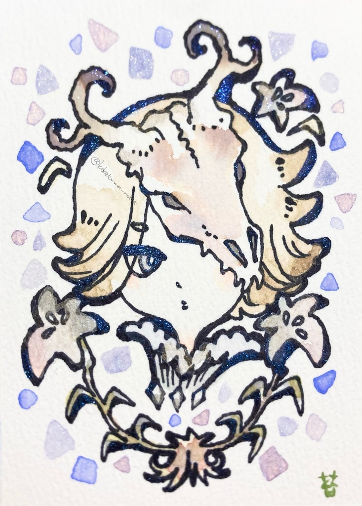ATCサイズ原画　C 鹿骨、D 巻角、E 帽子、F 炎神