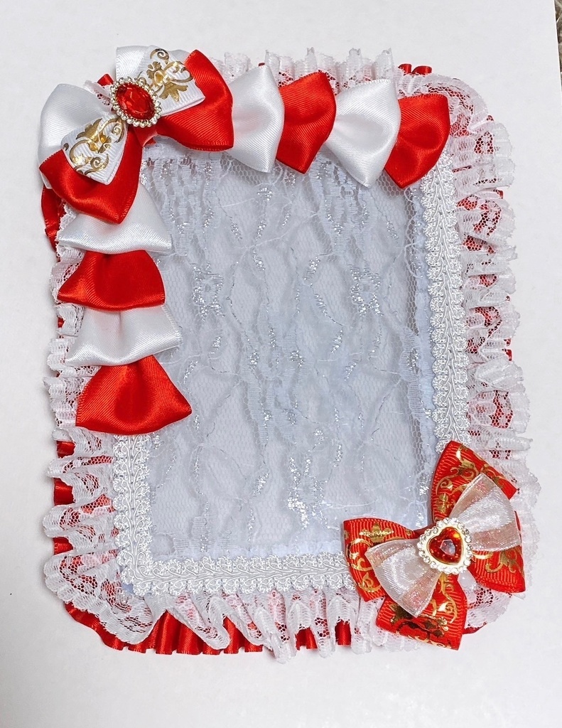 硬質カードケースデコ カードケース 硬質カードケース フリルデコ 赤  