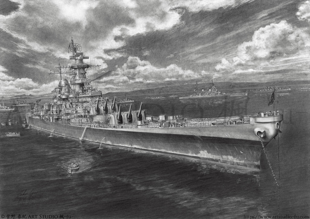 限定製作ミニチュア複製原画「東京湾上の星条旗 −戦艦 ミズーリ 19450902−」