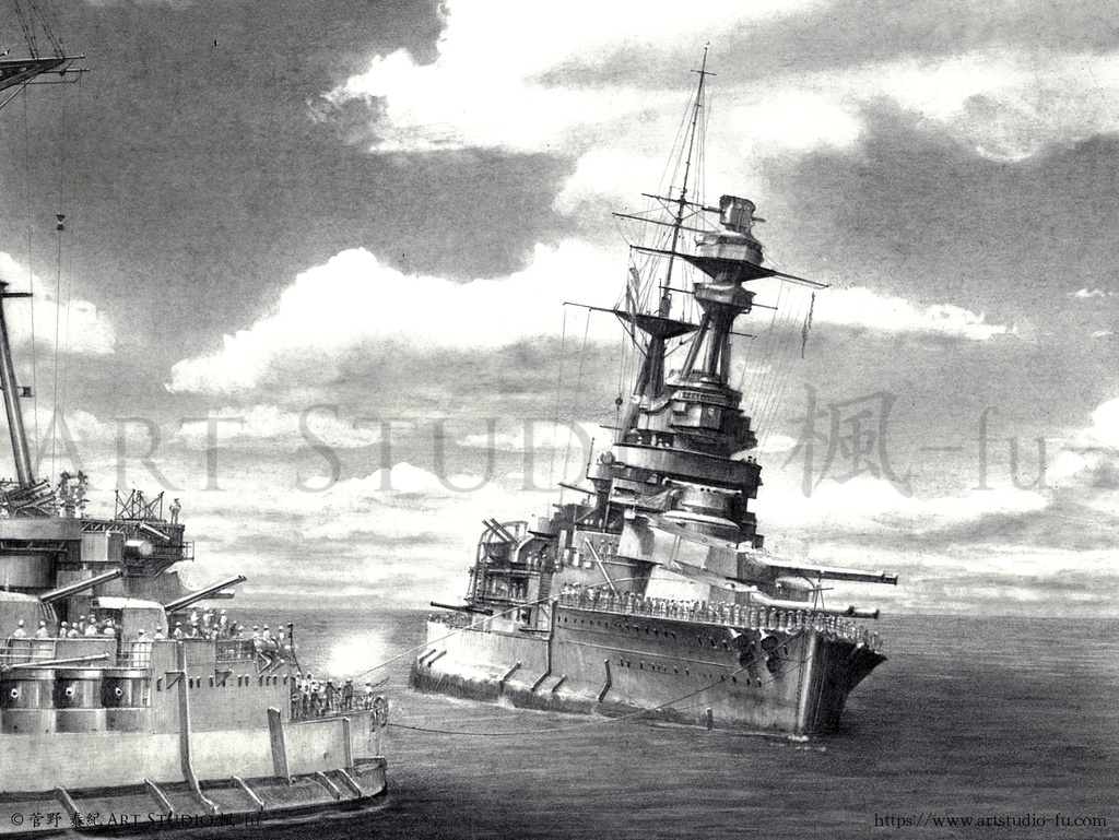 限定製作ミニチュア複製原画「Tow the Resolution! −戦艦 バーラム 1940−」