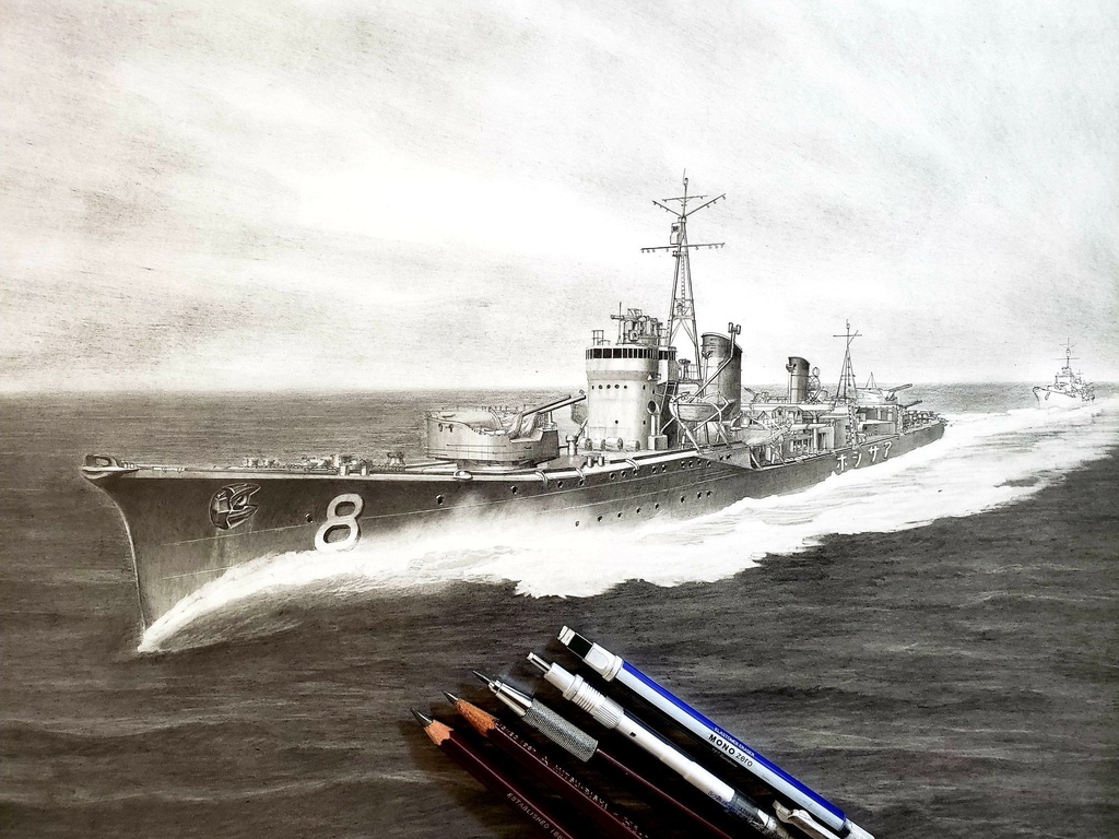 限定製作ミニチュア複製原画「溟海の尖兵 -駆逐艦 朝潮 2600‐」