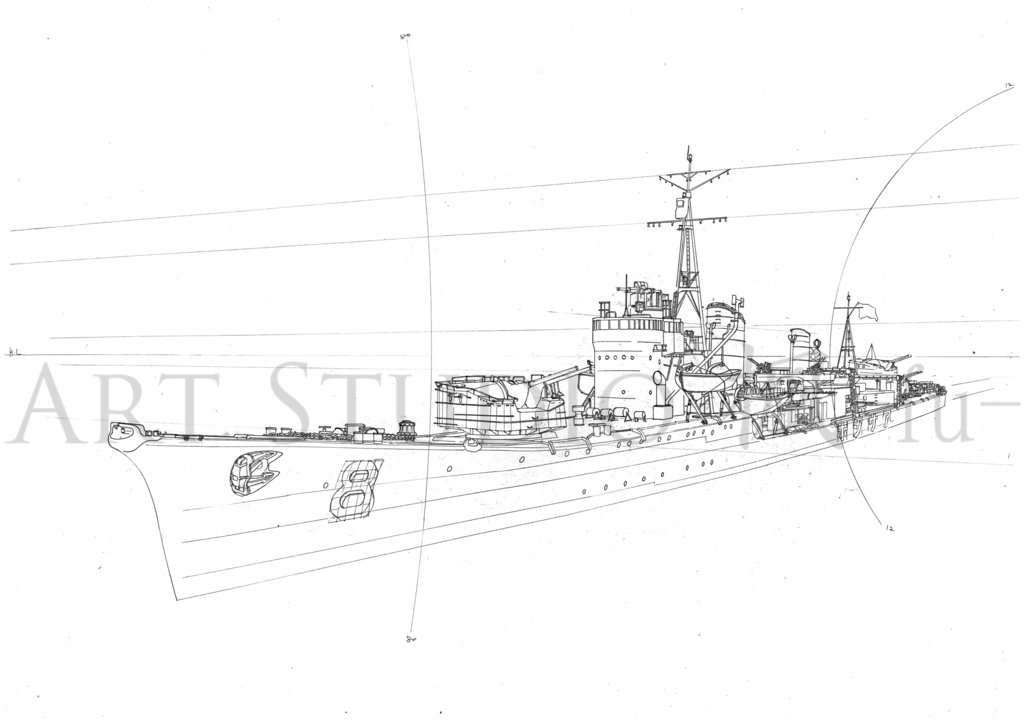 限定製作ミニチュア複製原画「溟海の尖兵 -駆逐艦 朝潮 2600‐」