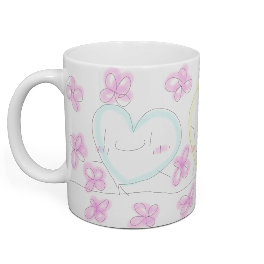 花のハートのマグカップ