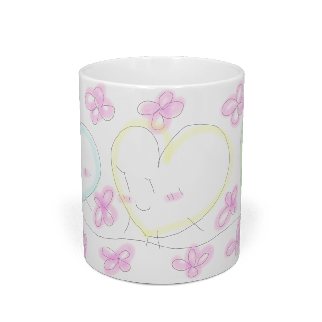 花のハートのマグカップ