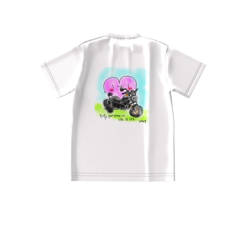 両面印刷、ありがとうハートちゃんバイクに乗るビックシルエットTシャツ