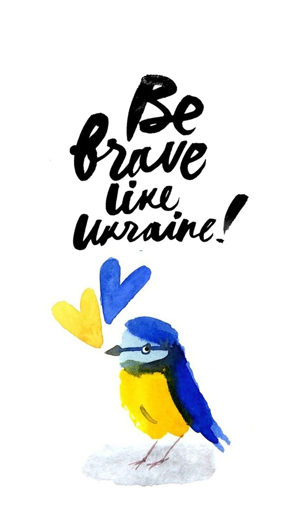 Be Brave 鳥さん缶バッチ ウクライナ支援 (S/M)