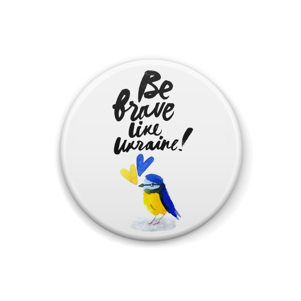 Be Brave 鳥さん缶バッチ ウクライナ支援 (S/M)