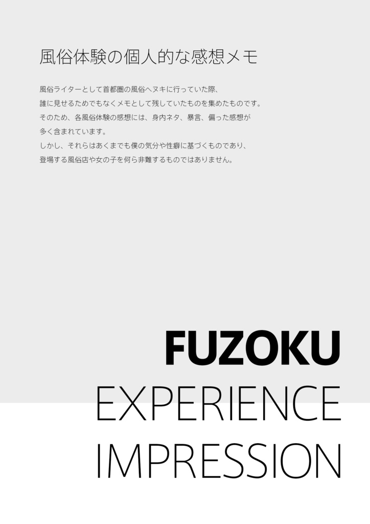 FUZOKU EXPERIENCE IMPRESSION　-風俗体験の個人的な感想メモ-