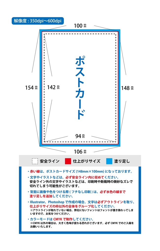 ポストカード(片面、両面)10枚から印刷可能
