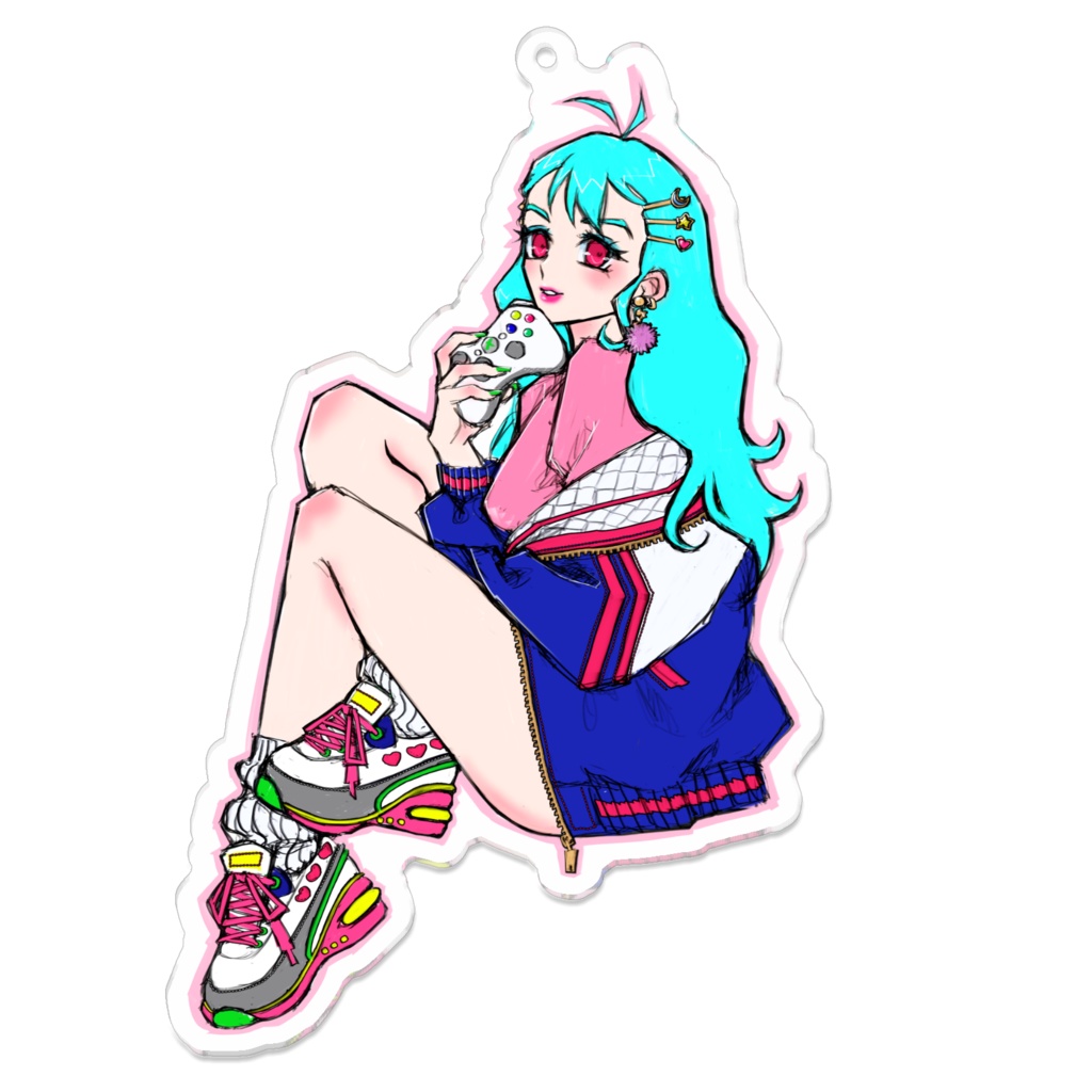 ゲームコントローラーを持つ少女アクリルキーホルダー♡