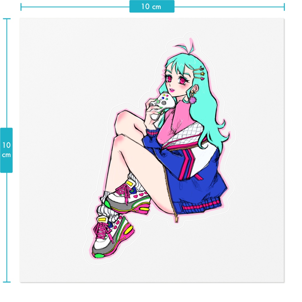 ゲームコントローラーを持つ少女ステッカー♡