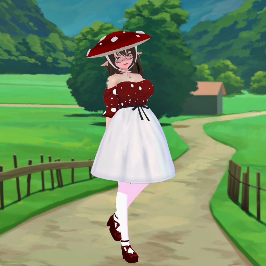 [VROID] Mushroom Dress and Bonnet (Bundle Available) STABLE VERSION
