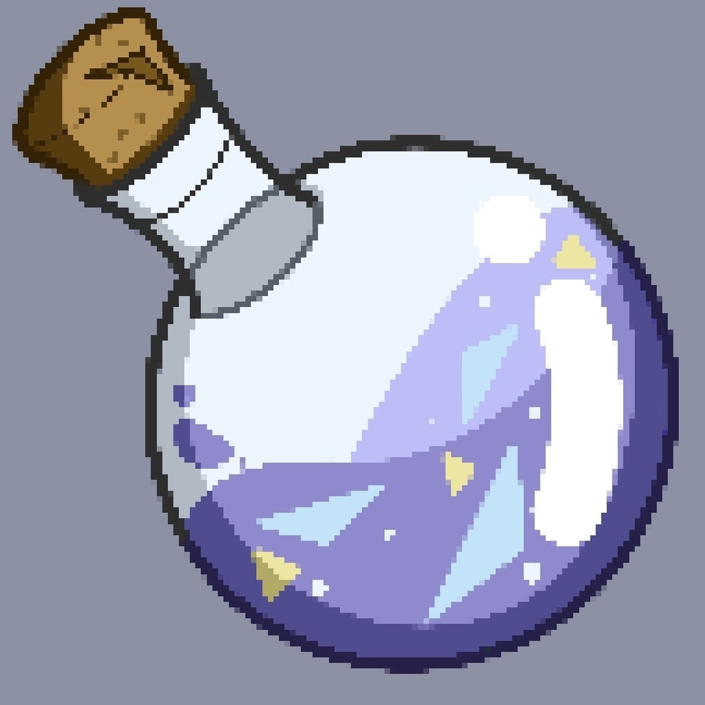 【ゲーム素材】ファンタジーRPG風 ポーション 4色セット(ドット絵 / 背景透過PNG)