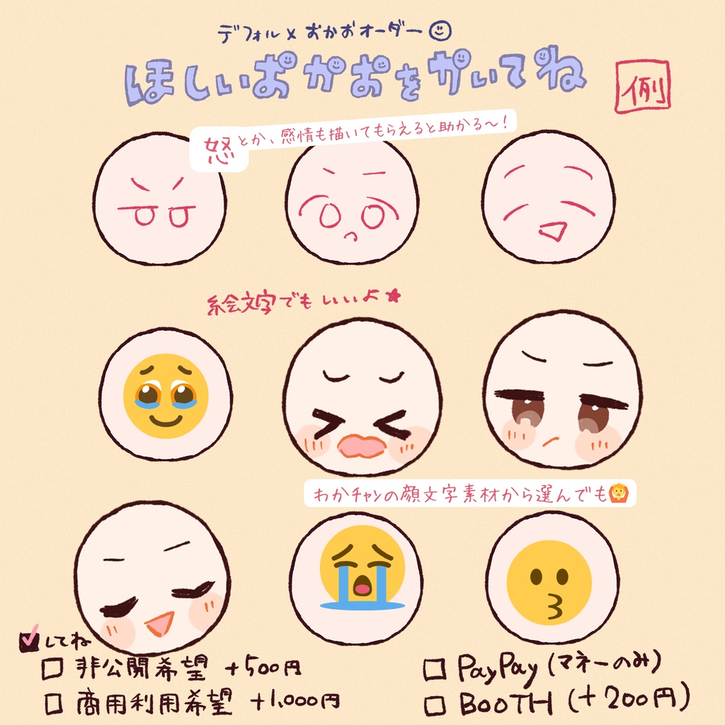 デフォルメおかおオーダー9つセット