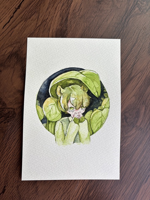 【水彩原画・ポストカードサイズ】泣き虫ネズミくん