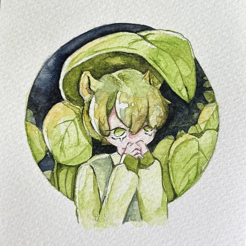 【水彩原画・ポストカードサイズ】泣き虫ネズミくん