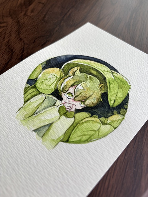 【水彩原画・ポストカードサイズ】泣き虫ネズミくん