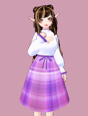 Purple Plaid Spring Dress VRoid