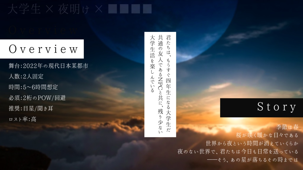 【CoCシナリオ】夜明けは君の掌の中【SPLL:E198775】