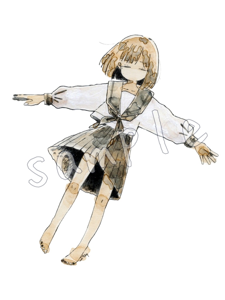 水彩イラストレーションステッカー