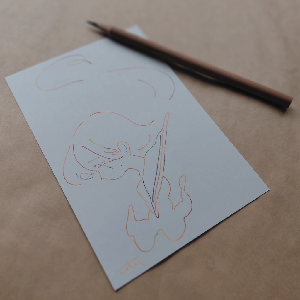 虹色鉛筆ドローイング