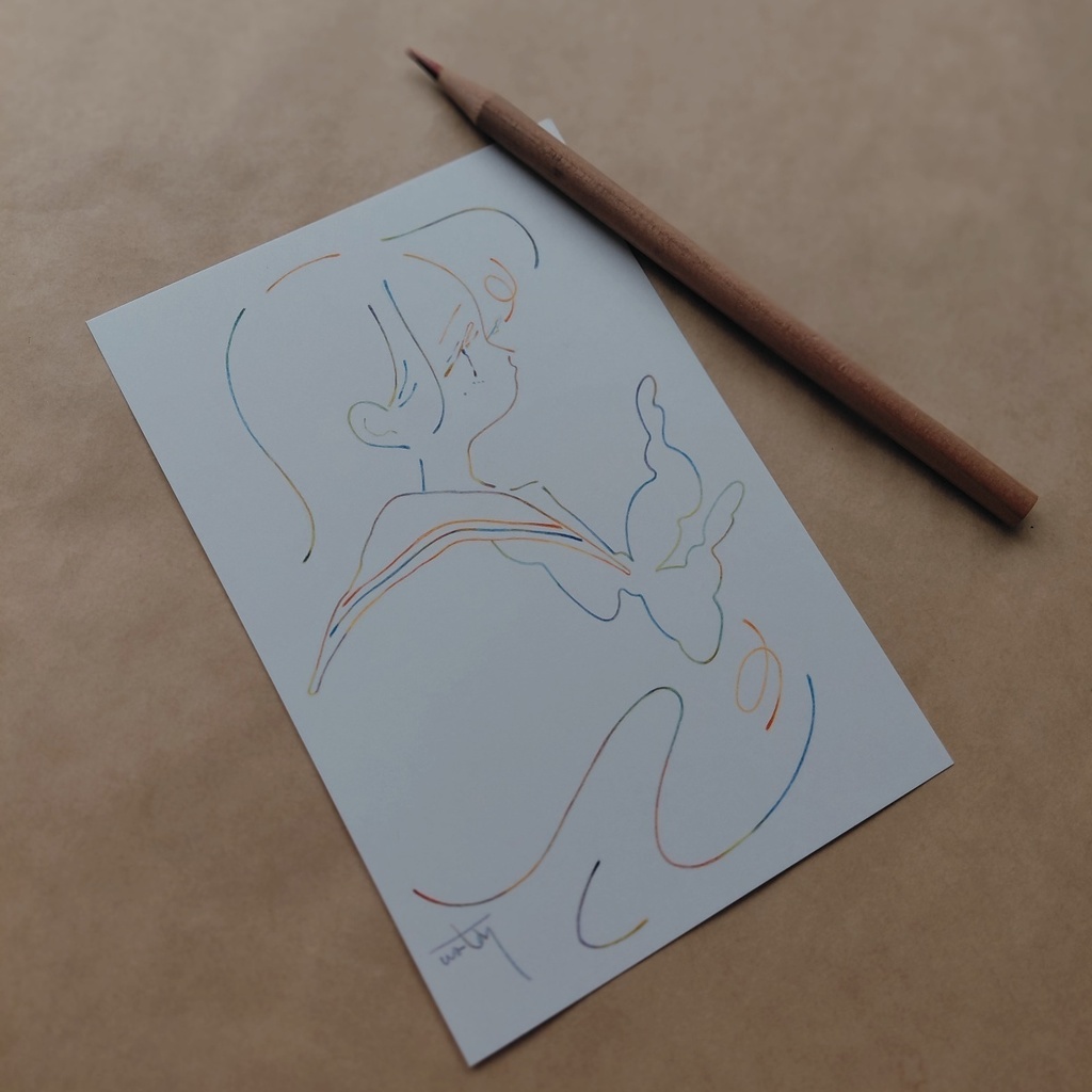 虹色鉛筆ドローイング