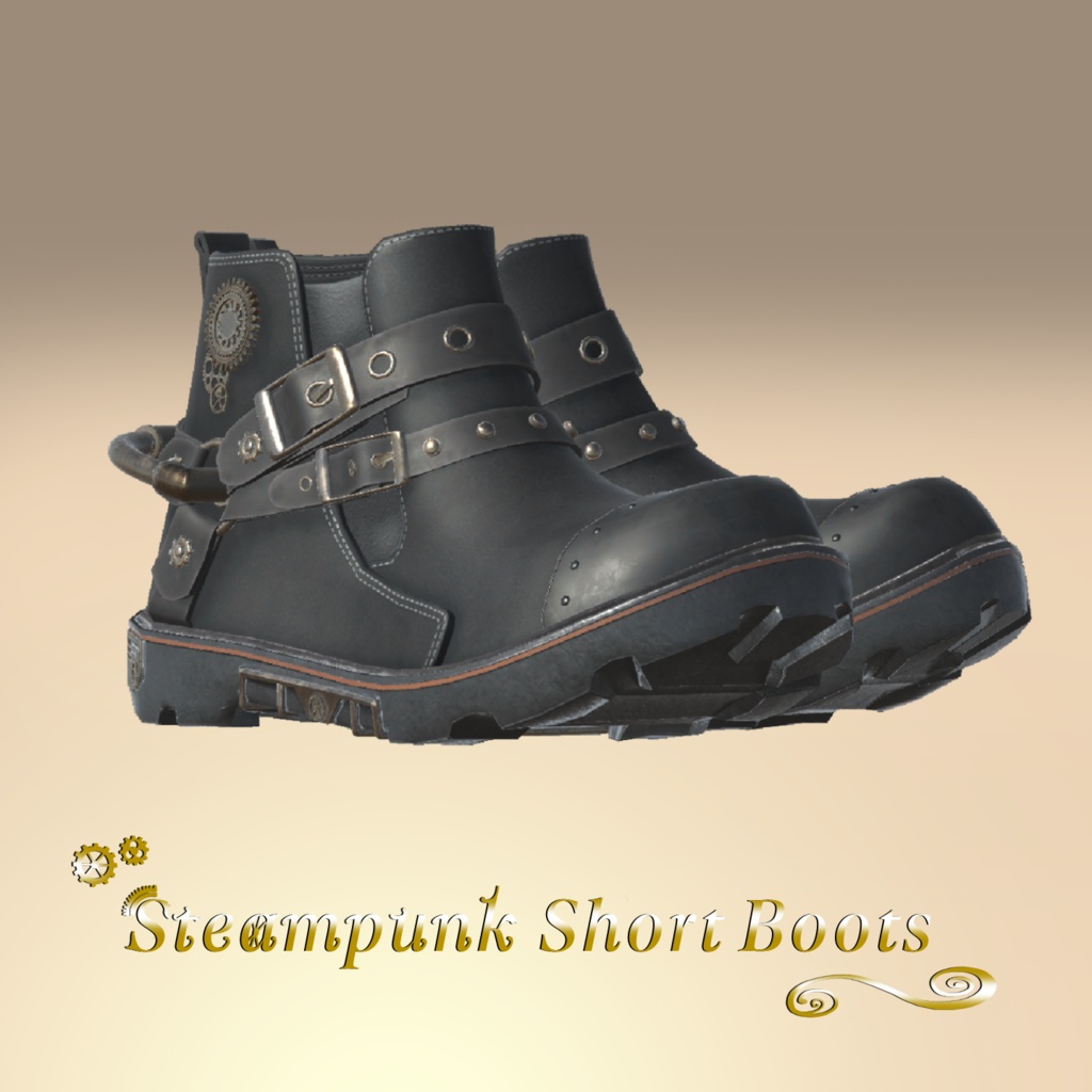 Steampunk Short Boots(Black)