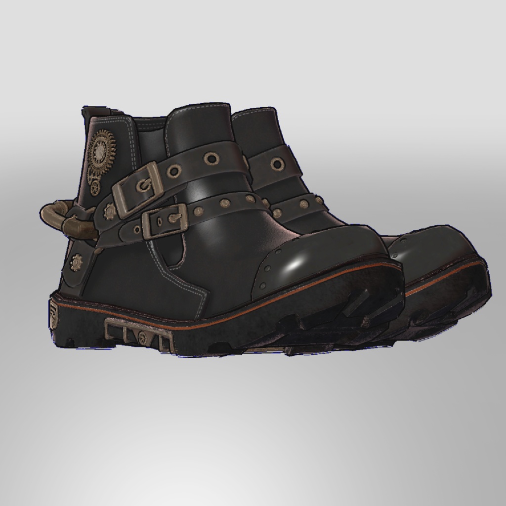 Steampunk Short Boots(Black) ver.Toon