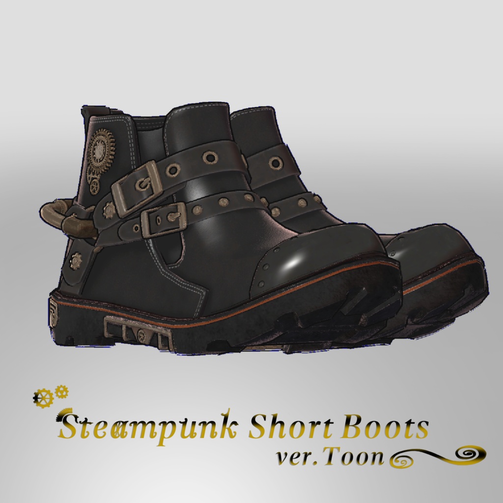 Steampunk Short Boots(Black) ver.Toon