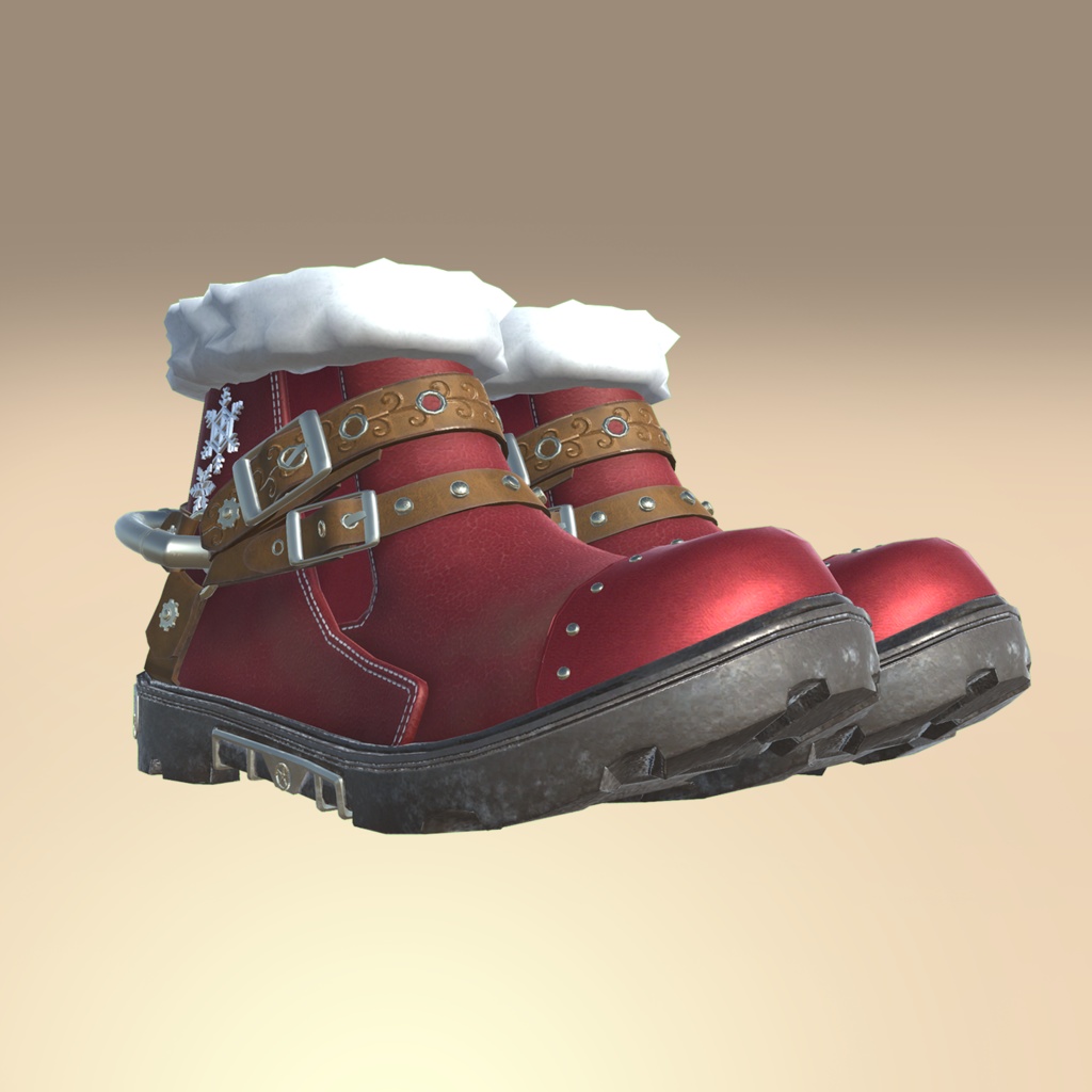 Steampunk Short Boots ChristmasVersion(Red)