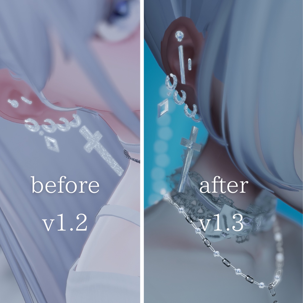 【無料配布】【VRChat想定】white velvet 🤍_cross pierce_
