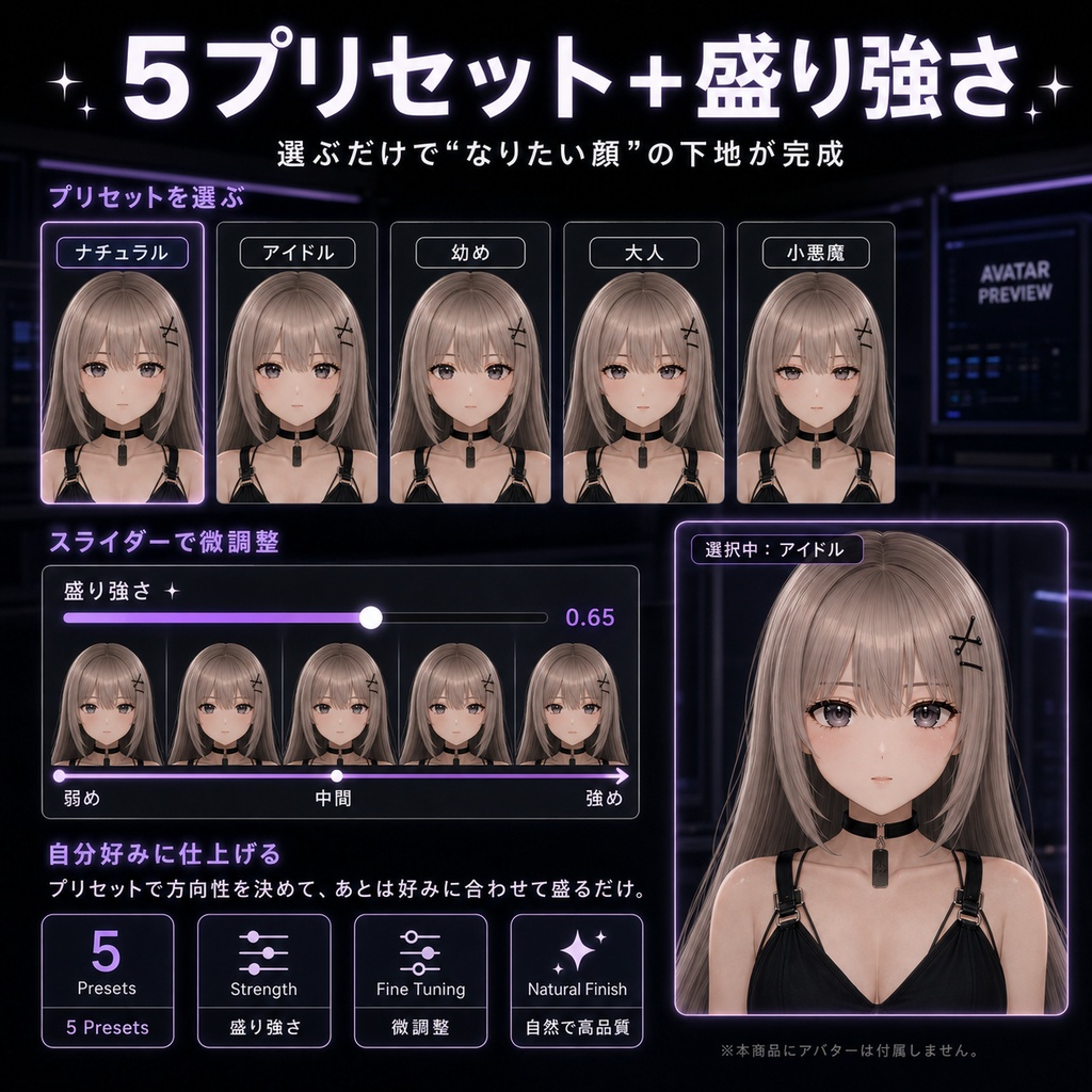 全顔ビューティーラボ - 小顔/輪郭/頬/あご/エラ/目/鼻/口を1ツールで【VRChat 顔 オールインワン Blender不要】