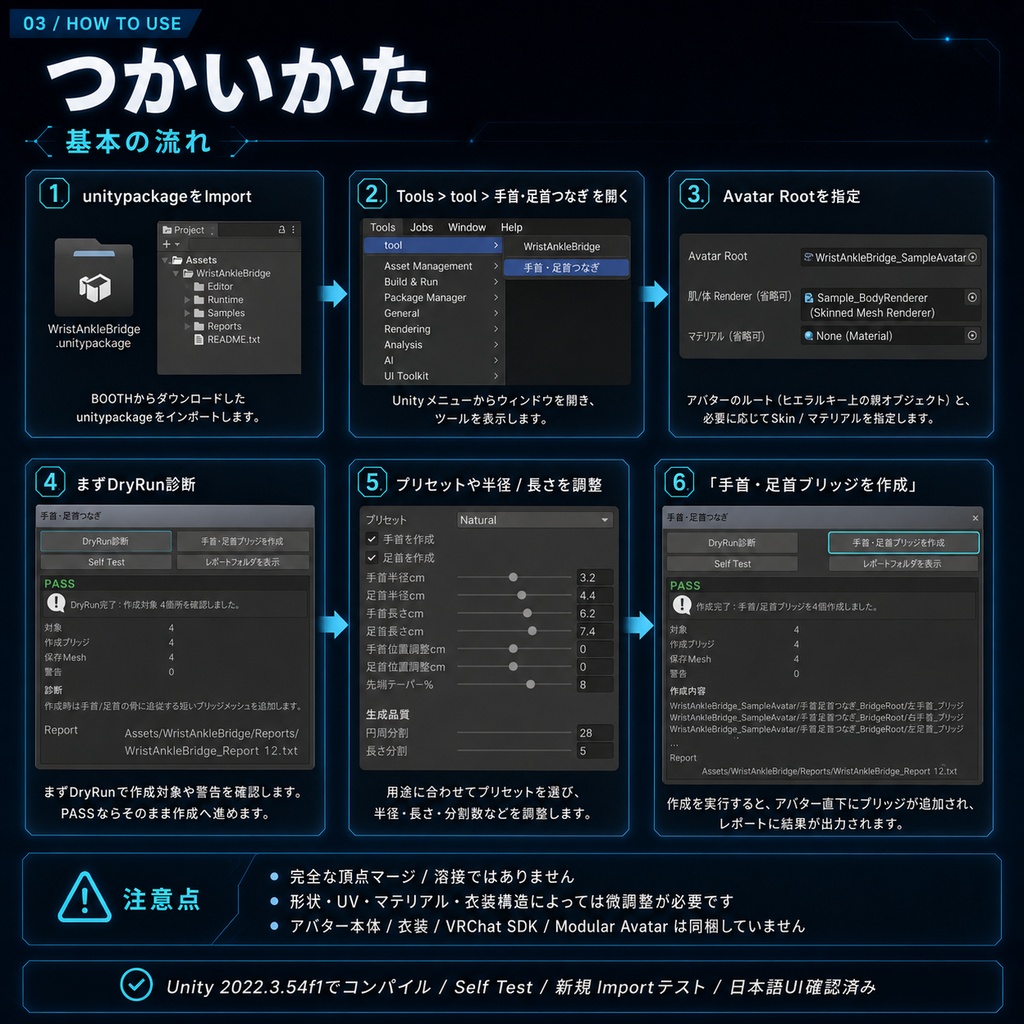 手首・足首つなぎ - キメラ改変後の手足の隙間をUnityで埋める接合補助ツール【VRChat】【日本語版】