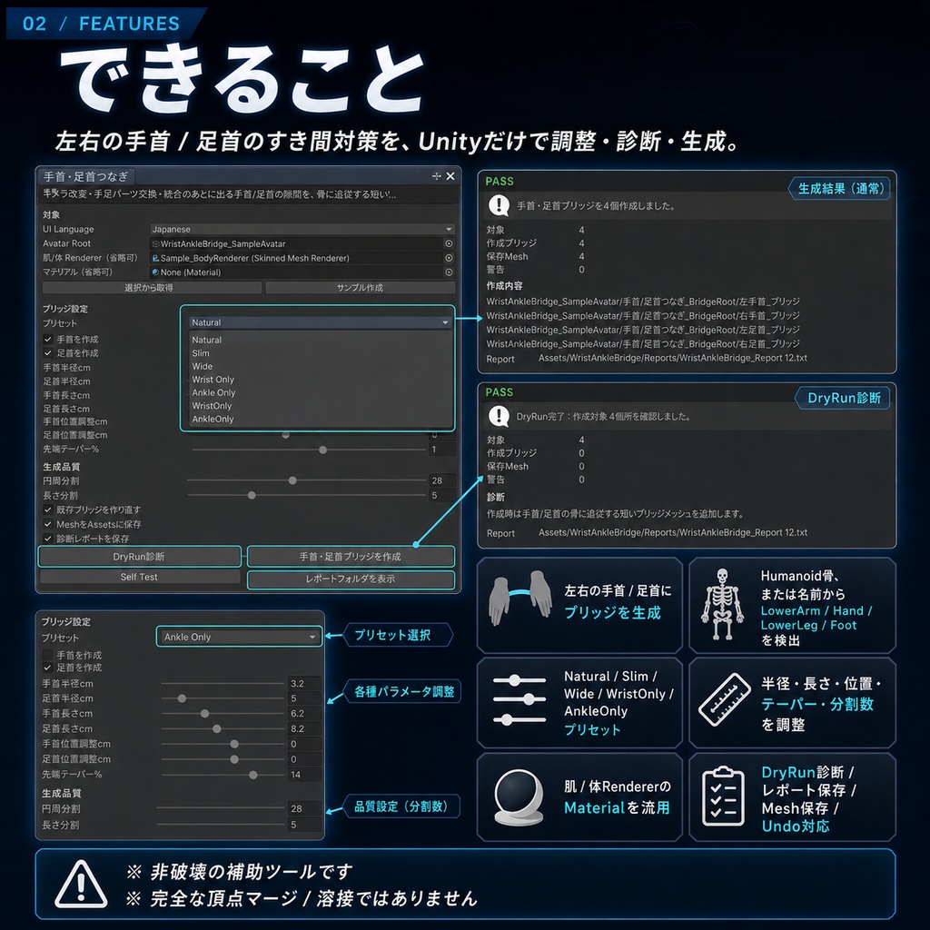 手首・足首つなぎ - キメラ改変後の手足の隙間をUnityで埋める接合補助ツール【VRChat】【日本語版】