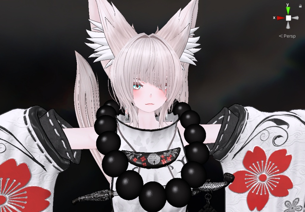 VRC Wooden Black Beeds Necklace 木製の黒いビーズネックレス