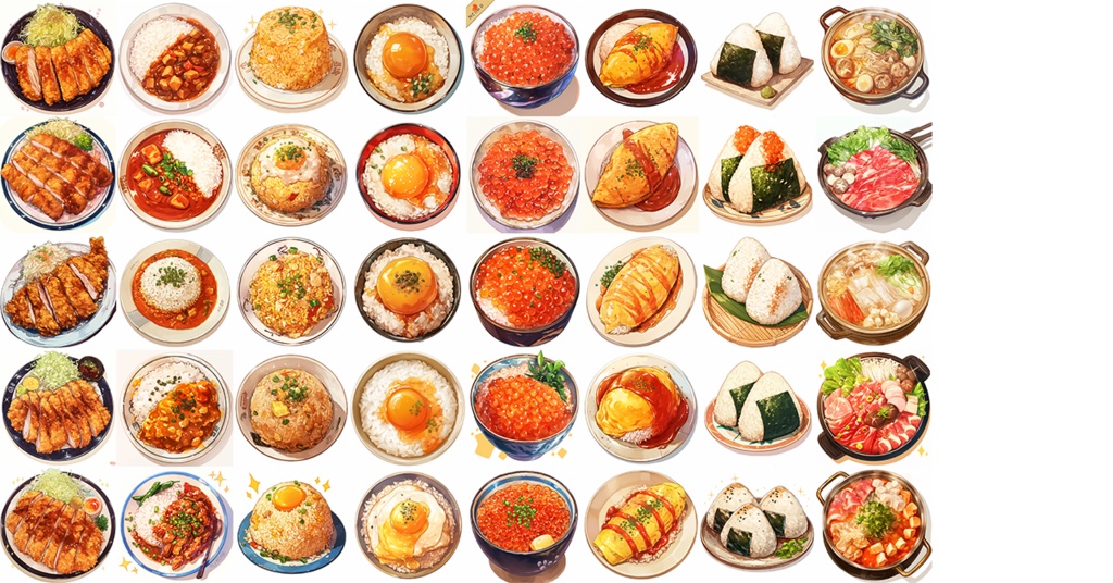 【計130点!!】日本食アニメ風イラスト/Japanese food【透過素材】