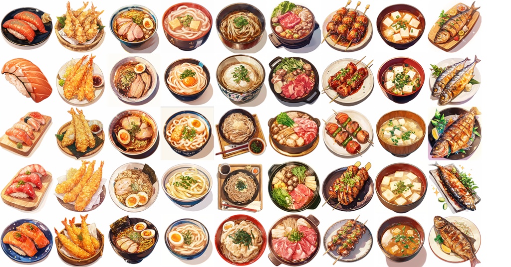 【計130点!!】日本食アニメ風イラスト/Japanese food【透過素材】